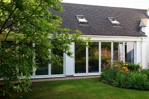 White Bi-Fold Doors and Skylights